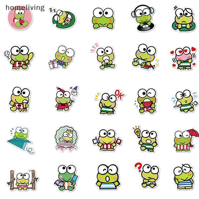 Bộ 50 Miếng Dán Hoạt Hình Kero Keroppi Dễ Thương Trang Trí Nhật Ký / Điện Thoại / Laptop