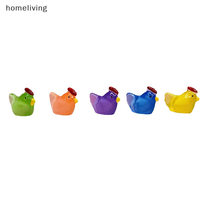 Bộ 5 Tượng Gà Con 3D Bằng Nhựa Phát Sáng Trong Bóng Tối Trang Trí Thủ Công