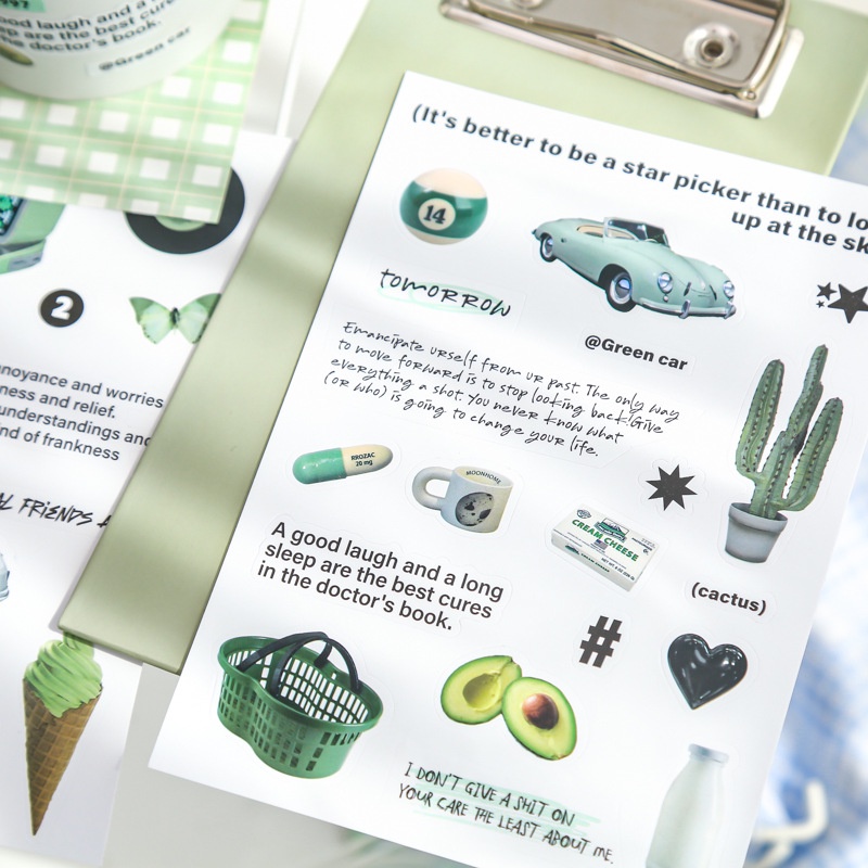 Set 2 tấm sticker trang trí bullet journal Cosmic Grocery Store