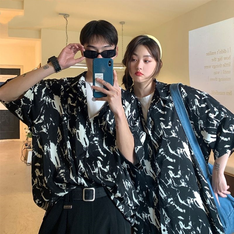 Áo Sơ Mi Nhuộm Màu Tay Lửng 150kg Phong Cách Thời Trang Đường Phố Mỹ Cho Nam Và Nữ Có Size Lớn 2