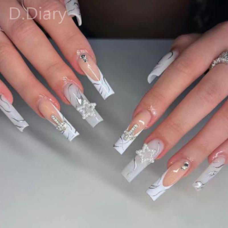 Set 24 Móng Tay Giả Che Phủ Toàn Diện Phong Cách Âu Mỹ Cho Nữ