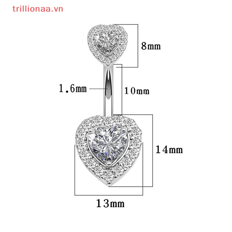 Khuyên RốN HìNh Tim ĐíNh Đá BằNg ThéP Không Gỉ