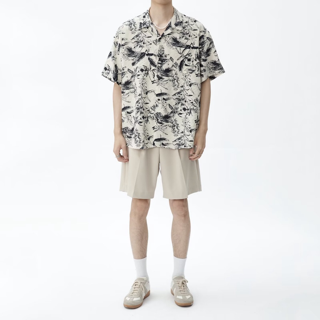 Áo Sơ Mi Lụa Lạnh Mỏng Cao Cấp Tay Ngắn Dáng Rộng Phong Cách Nhật Bản Thời Trang Mùa Hè Mới Cho Nam