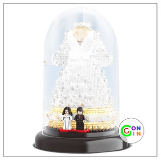 Đồ chơi lắp ráp áo cưới cô dâu váy wedding dress có đèn led mô hình đám cưới cô dâu chú rể Gon Gin