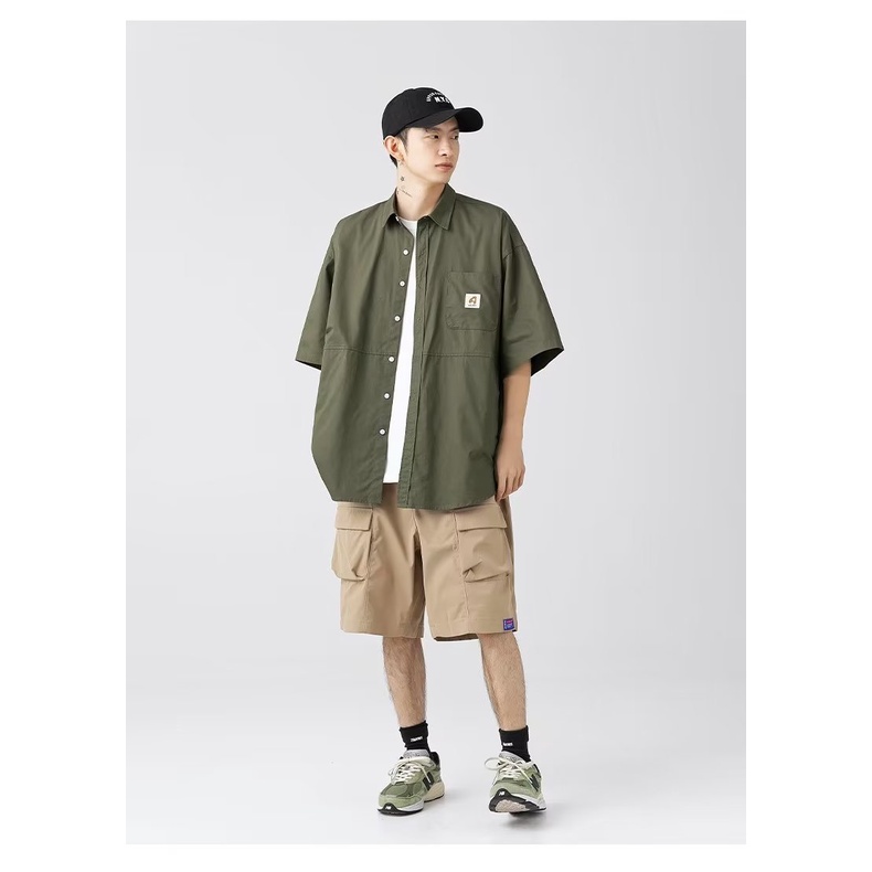 Áo Sơ Mi Tay Ngắn Màu Sắc Đơn Giản Phong Cách Retro Dành Cho Nam