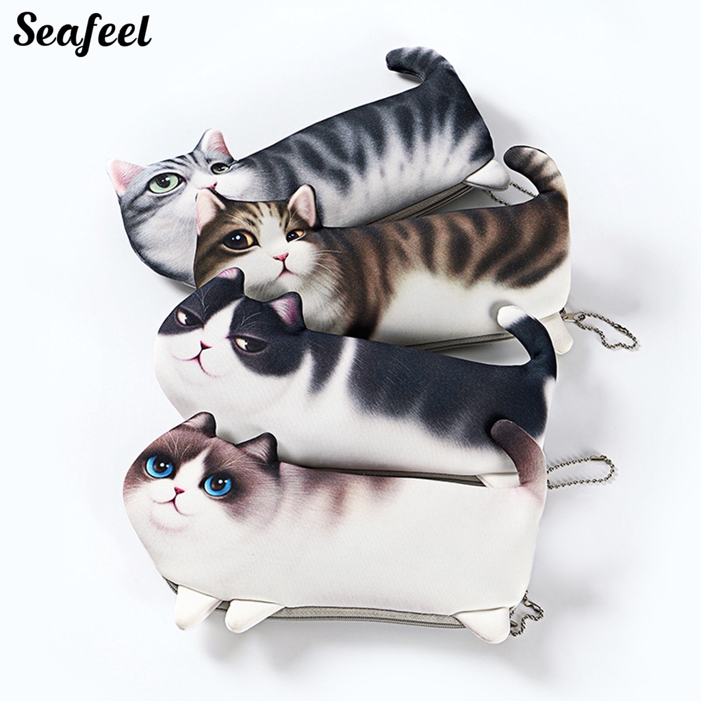 Túi Đựng Bút Sức Chứa Lớn Chống Bụi Hình Mèo Biển Dễ Thương Cho Học Sinh
