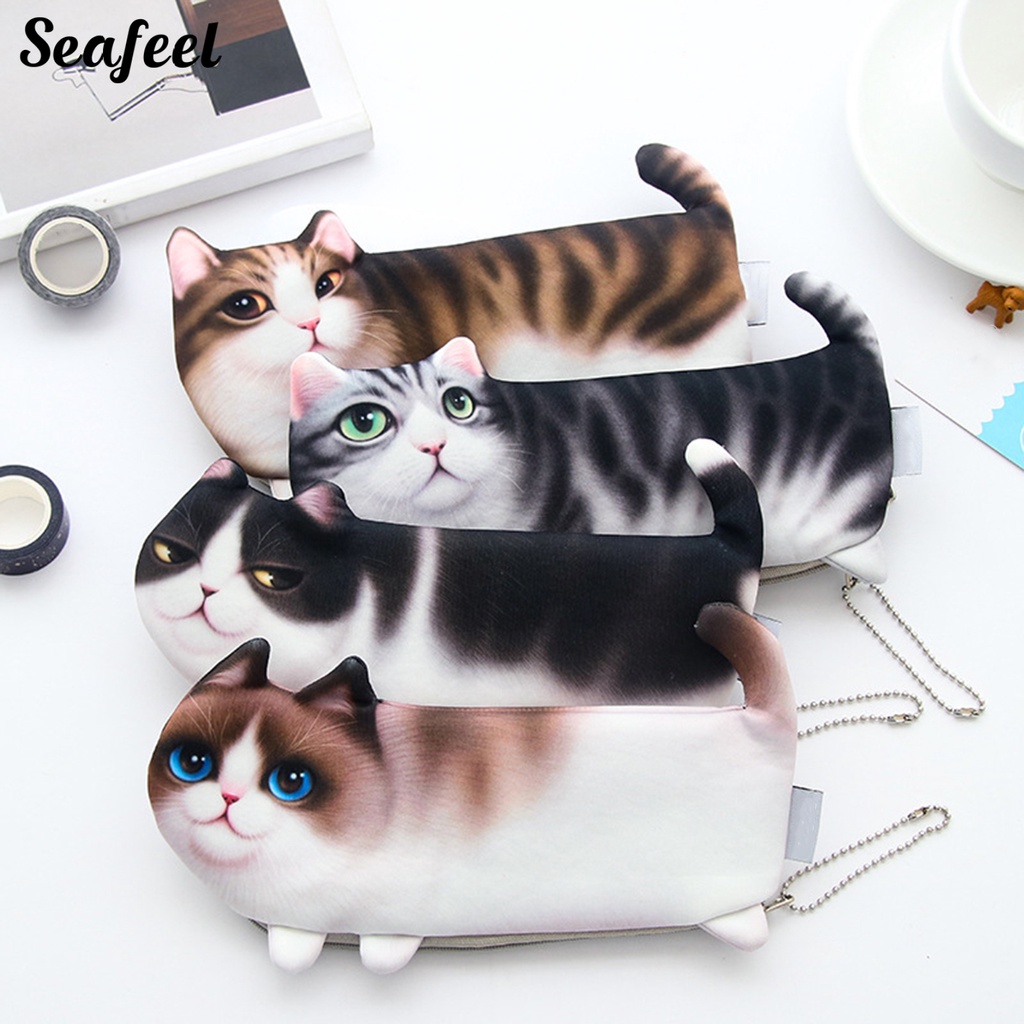 Túi Đựng Bút Sức Chứa Lớn Chống Bụi Hình Mèo Biển Dễ Thương Cho Học Sinh