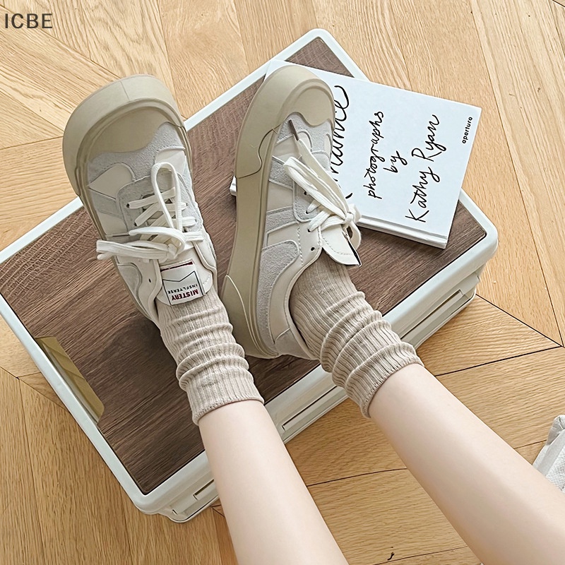 1 Đôi Vớ Cotton Thoáng Khí Màu Trơn Phong Cách Nhật Bản Cho Nữ