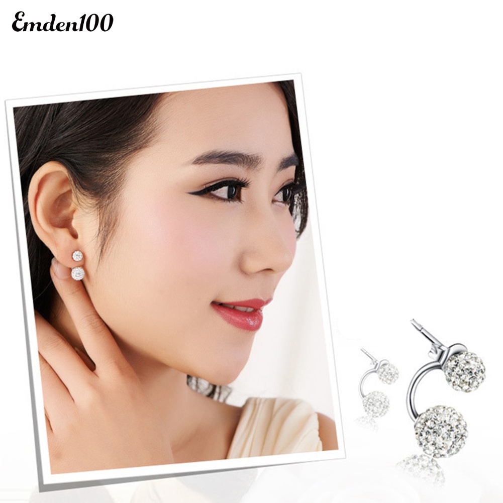 Đôi Khuyên Tai Đính Đá Hình Quả Cầu Thời Trang Cho Nữ