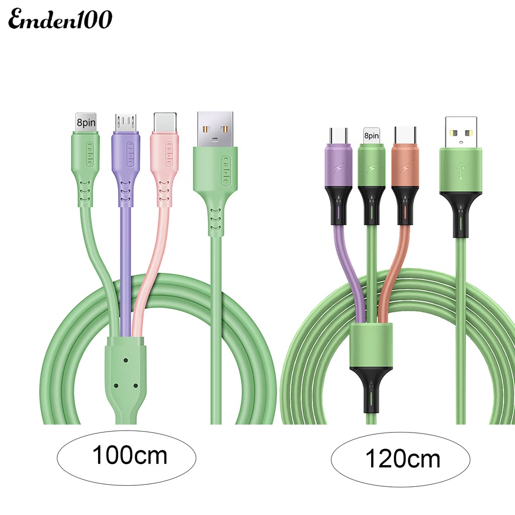 Cáp Sạc Nhanh 5A Cổng USB 3 Trong 1 Cho Điện Thoại