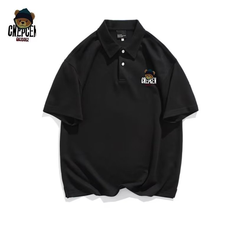 Hàng Bán Chạy] Áo Thun Polo Tay Lỡ Cổ Tròn In Hình Gấu Hoạt Hình Phong Cách Mỹ Thời Trang Mùa Hè Dành Cho Nam Nữ