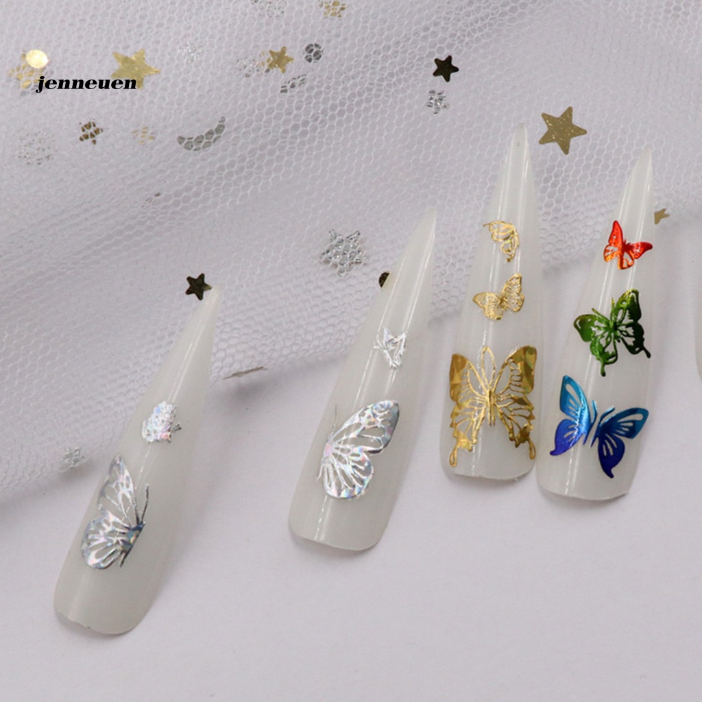 Set 4 / 16 Miếng Dán Hình Bướm 3D Nhiều Màu Sắc Phản Quang Trang Trí Móng Nghệ Thuật