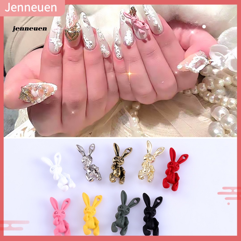 Bộ 10 Phụ Kiện Trang Trí Móng Tay Hình Thỏ Kinh Dị Bằng Hợp Kim Kẽm Chống Phai