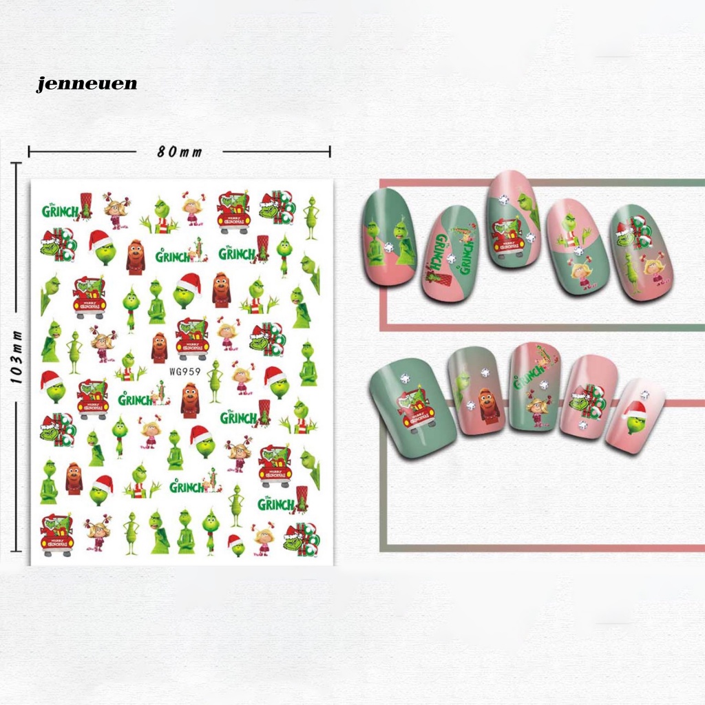 Miếng Dán Trang Trí Móng Tay Siêu Nhẹ In Họa Tiết Giáng Sinh Độc Đáo Cho Nữ