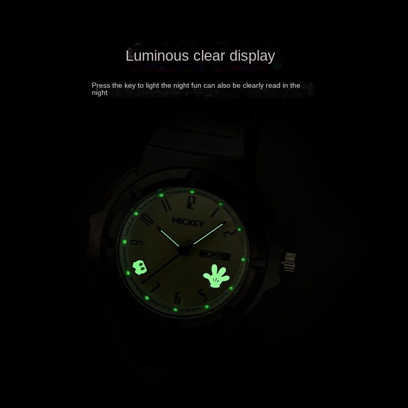 Đồng Hồ Đeo Tay Disney Dạ Quang Chống Thấm Nước Thời Trang Đơn Giản 2023