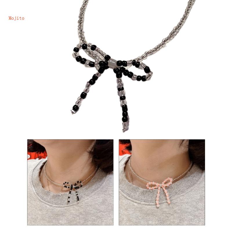 Vòng Cổ Hạt Nhiều Màu Sắc Xỏ Hạt Hình Nơ Phong Cách Bohemian Thời Trang Đi Biển Mùa Hè