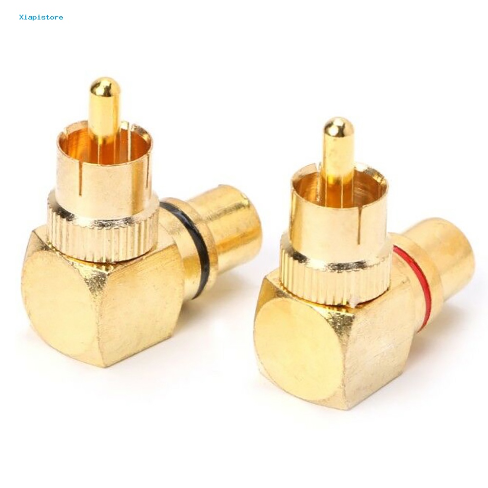 Set 2 Đầu Nối RCA Mạ Vàng Góc 90 Độ