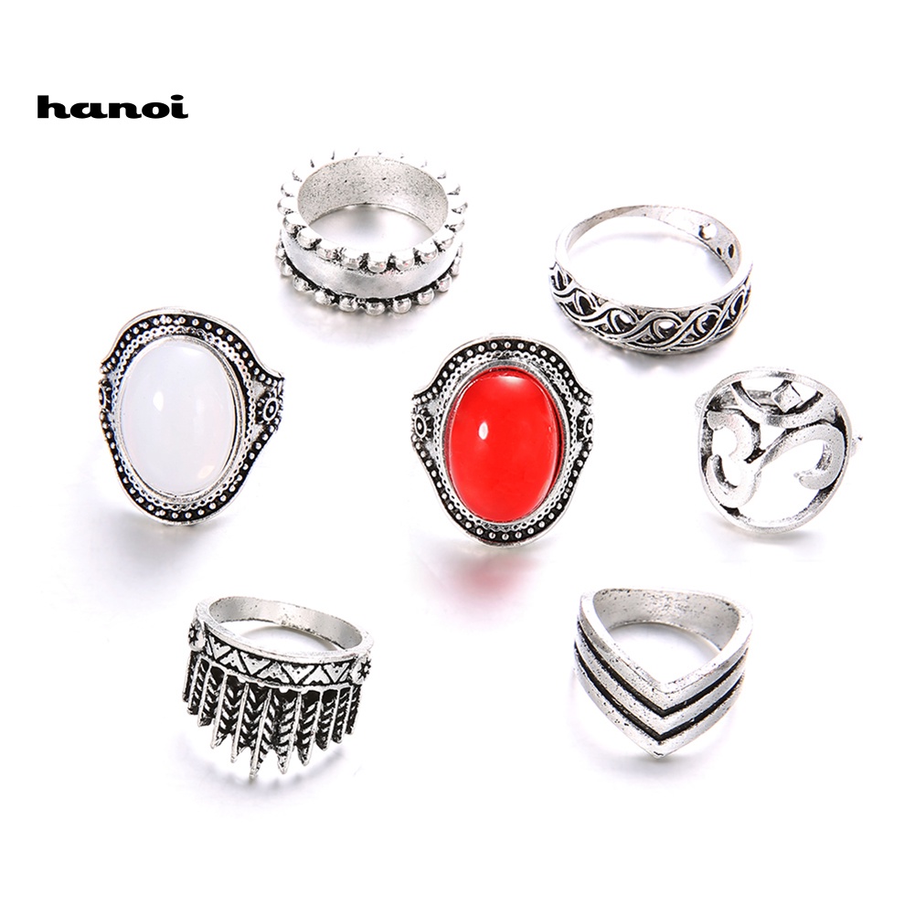 Set 7 Nhẫn Tay Phong Cách Boho Thời Trang Cá Tính Cho Nữ