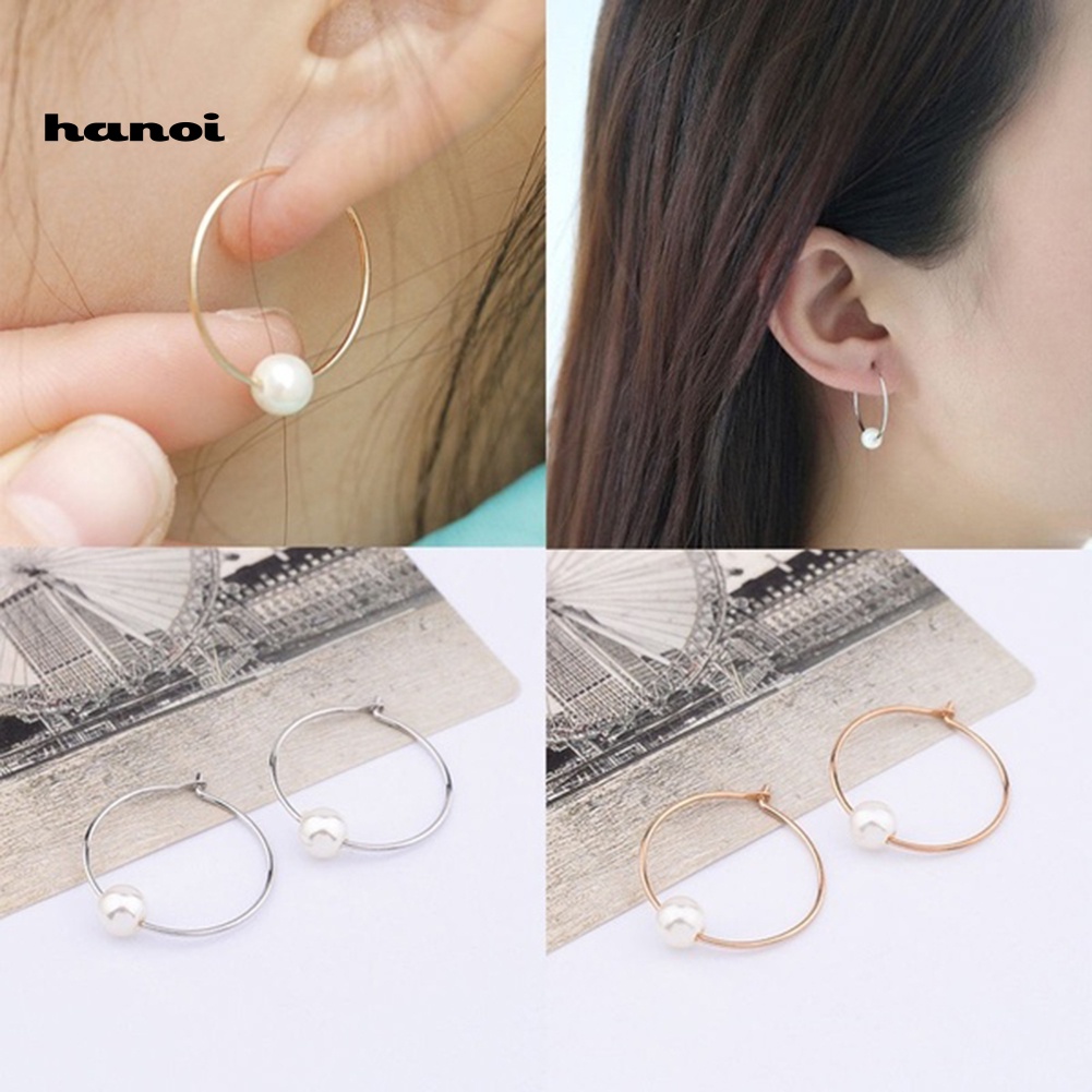 Bông Tai Tròn Đính Ngọc Trai Giả Thời Trang Cho Nữ