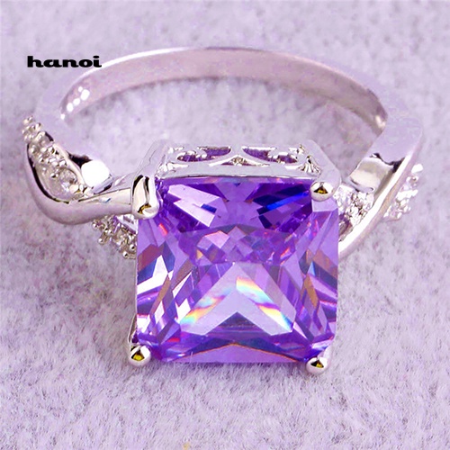 Nhẫn Đính Hôn Mặt Vuông Đính Đá Thời Trang Cho Nữ