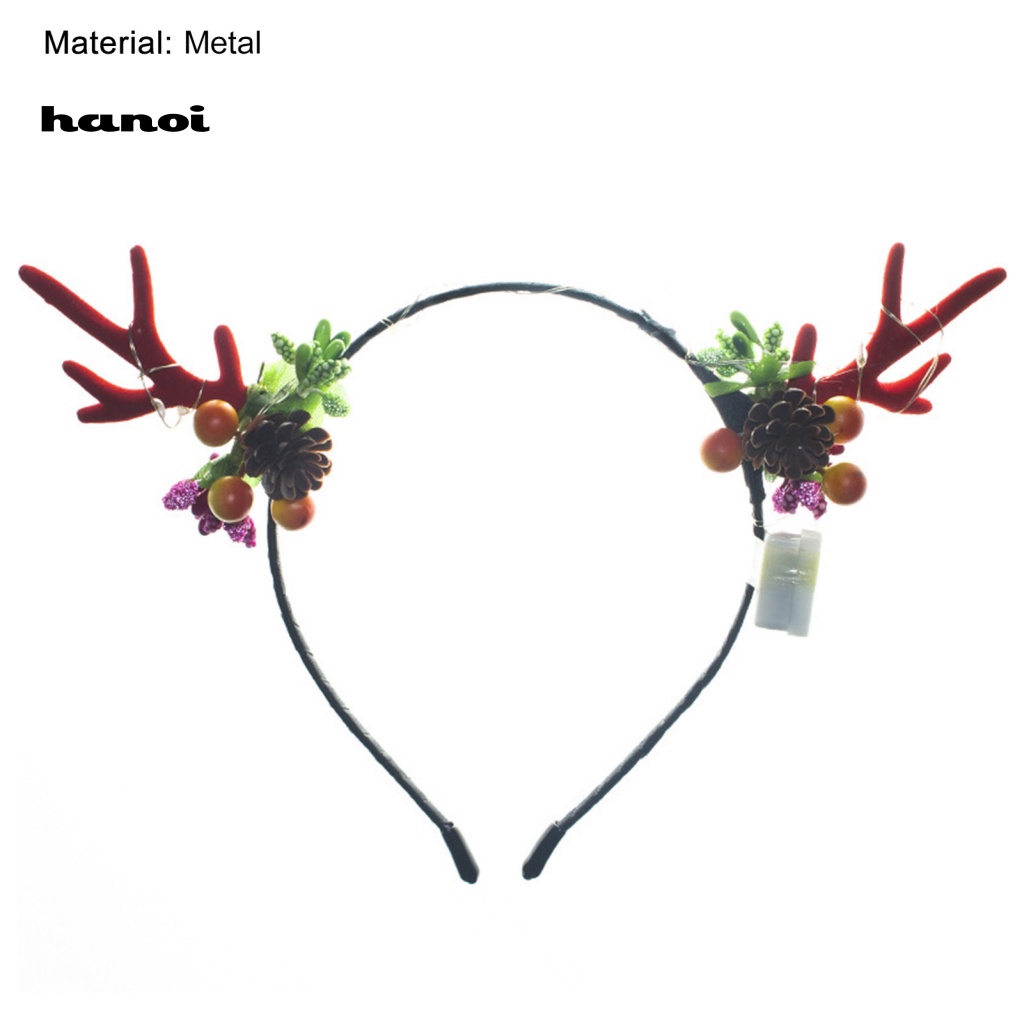 Băng Đô Cài Tóc Hình Sừng Hươu Có Đèn LED Phát Sáng Dành Cho Nữ