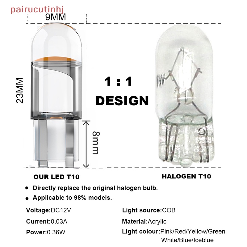 Cặp Đèn Led COB W5W T10 6000K Ánh Sáng Trắng Gắn Biển Số Xe Hơi