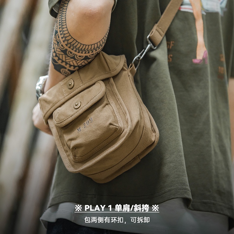 Túi Đeo Chéo Canvas M209 Chiến Thuật Có Khóa Nam Châm Phong Cách Retro Mỹ