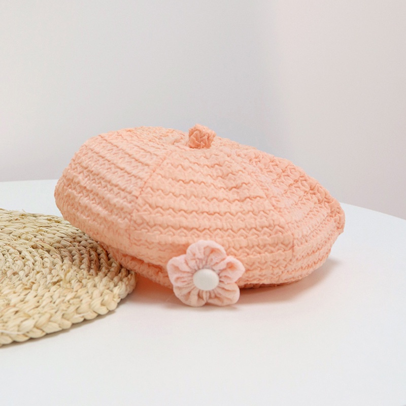 Mũ Beret Mềm Thoáng Khí Đính Hoa Dễ Thương Cho Bé Gái 4-15 Tháng Tuổi