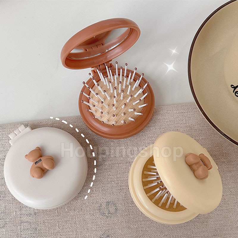 Lược Chải Tóc Mini Kèm Gương Dạng Gập Hình Hoạt Hình Dễ Thương Có Thể Gập Lại Cho Học Sinh Nữ