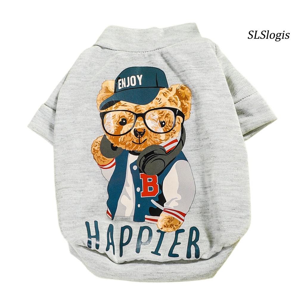 Slslogis Áo Thun Co Giãn In Hình Gấu Nhỏ Bằng Polyester Thoải Mái Bền Bỉ Giặt Được Làm Đạo Cụ Chụp Ảnh Cho Thú Cưng Corgi