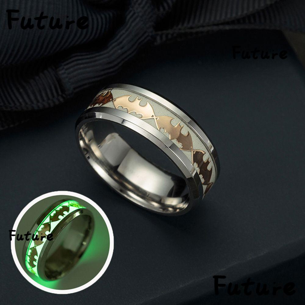 FUTURE New Luminous Band Ring Fashion Glow In The Dark Batman Punk Men Women Jewelry Gifts Fantastic Stainless Steel/Multicolor