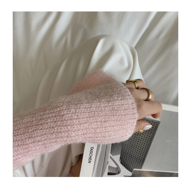 Molin ice cream knitwear women's early spring soft glutinous hollow sweater thin round neck pullover high waist top MC ornament G7EX