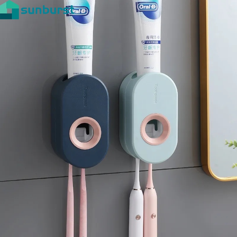 Giá Đỡ Kem Đánh Răng / Máy Ép Kem Tự Dính Không Cần Đục Lỗ Đa Năng Cho Phòng Tắm