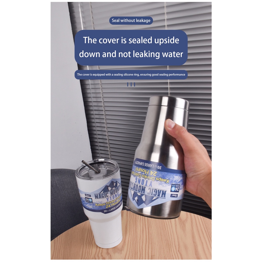 ♕ Cốc Đá 500Ml Cốc Nước Rơm Dung Tích Lớn Giữ Nhiệt Mùa Hè Ngoài Trời Ô Tô Di Động Cốc Lạnh Giữ Lạnh Cốc Cách Nhiệt Bằng Thép Không Gỉ 304