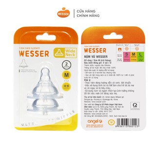 Núm ty cổ RỘNG/cổ Hẹp Wesser S/M/L (2 cái/hộp) ..