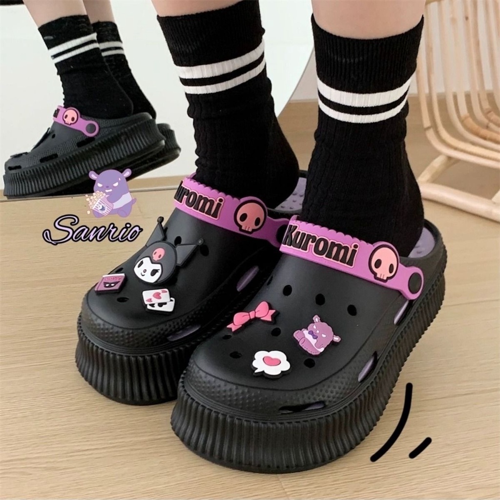Hàng Có Sẵn Dép Sandal Nhẹ Nhàng Họa Tiết Kuromi Hoạt Hình Mùa Hè 2023 Dễ Thương Có Giá Bán Chạy Cho Nữ