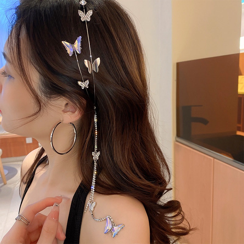 Haimeikang Băng Đô Cài Tóc Bằng Kim Loại Hình Bướm Đính Ngọc Trai Giả Cao Cấp Thời Trang Dành Cho Nữ