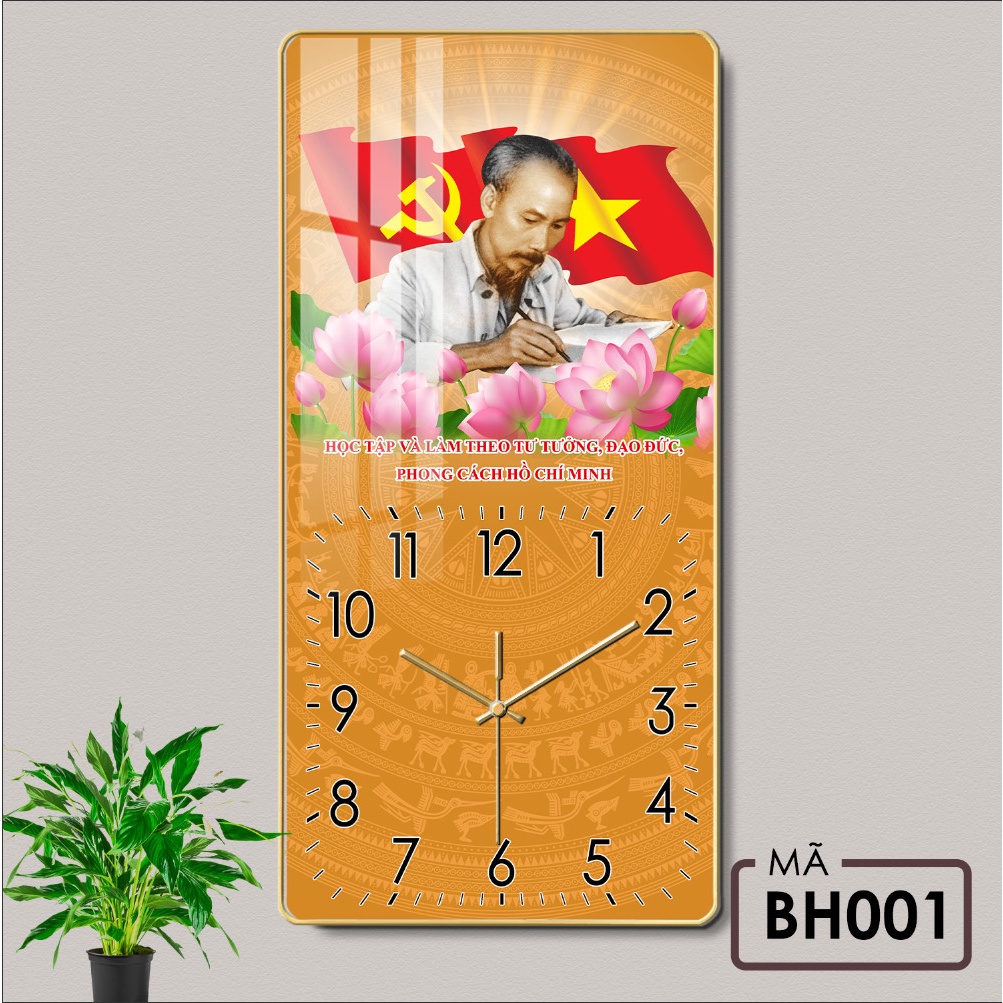 Đồng Hồ Tráng Gương Treo Tường "BÁC HỒ" In UV 5D Cao Cấp