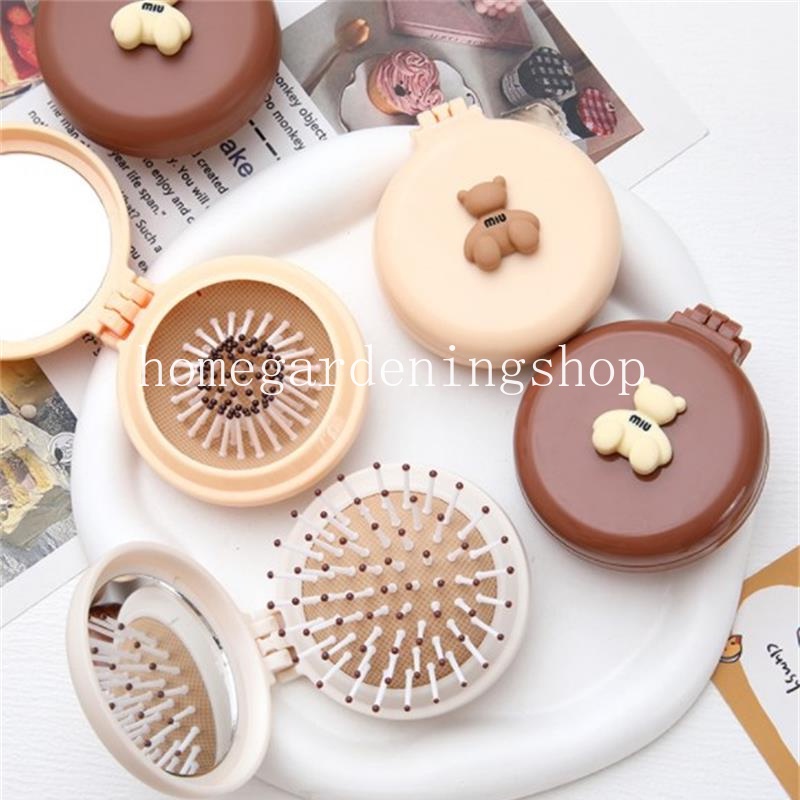 Lược Chải Tóc Mini Kèm Gương Dạng Gập Hình Hoạt Hình Dễ Thương Có Thể Gập Lại Cho Học Sinh Nữ