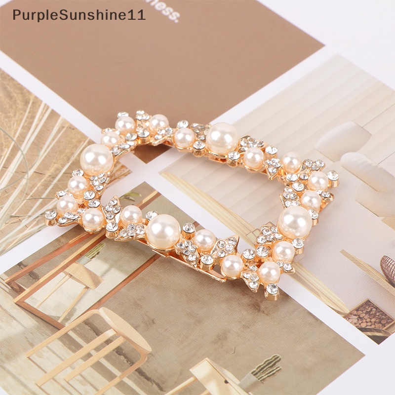 1 Khóa Kẹp Kim Loại Đính Đá Và Ngọc Trai Trang Trí Giày Cao Gót