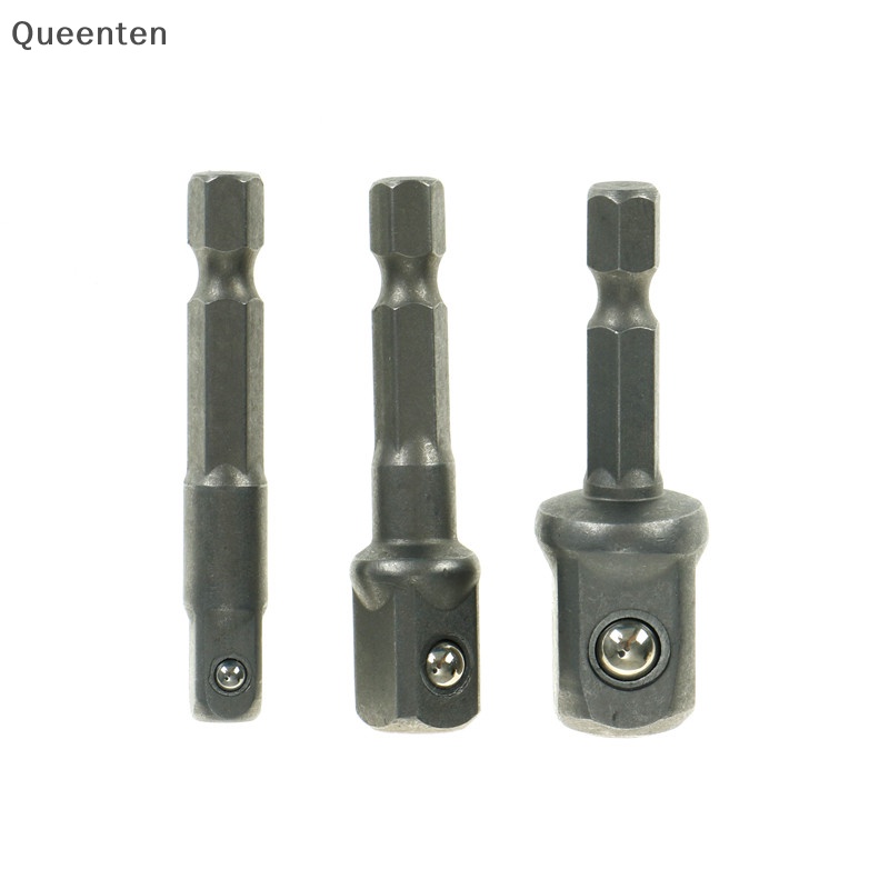 Queenten 1socket adapter drill bits set hex shank 1/4 "3/8" 1/2 "3pcs impact driver tool qt