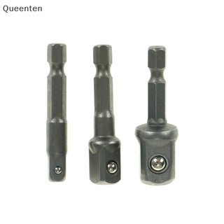 Queenten 1socket adapter drill bits set hex shank 1/4 "3/8" 1/2 "3pcs impact driver tool qt