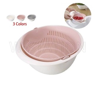 Rổ rửa rau củ quả/ rau củ quả bằng nhựa hai tầng xoay được tiện lợi dành cho nhà bếp