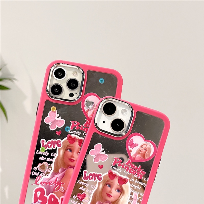 Ốp Điện Thoại Silicone Chống Rơi Tích Hợp Gương Trang Điểm Cho iPhone 14 13 12 Pro Max 11