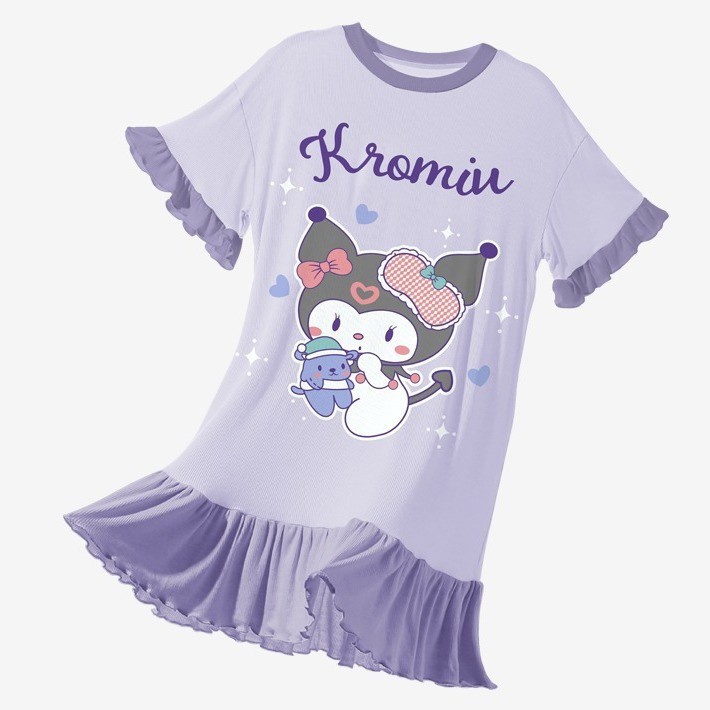 Áo Đồ Ngủ Kuromi Cho Bé Gái Giai Điệu Pyjama Cinnamoroll Melody Mùa Hè Mỏng Hoạt Hình Dễ Thương Váy Ngủ Pijama Cho Bé