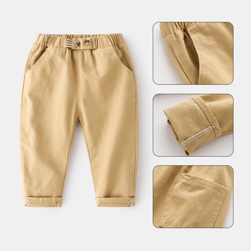 Quần Cotton Mỏng Màu Trơn Thời Trang Xuân Thu Dành Cho Bé Trai Và Bé Gái 2-8 Tuổi