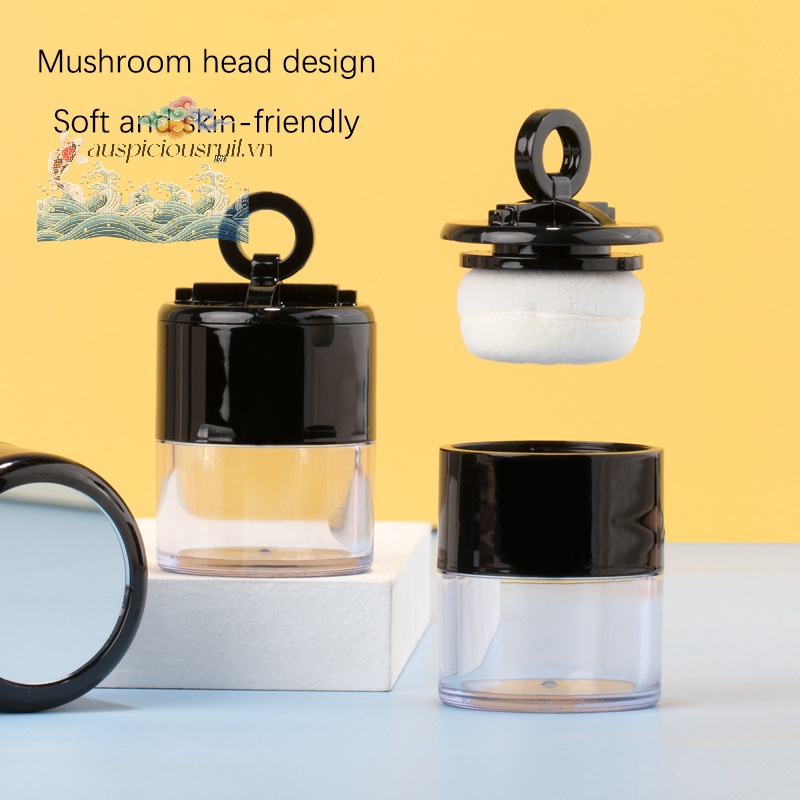 Hộp Phấn Phủ Auspiciousrui1 Kèm Mút Trang Điểm Hình Nấm Có Gương Tiện Dụng