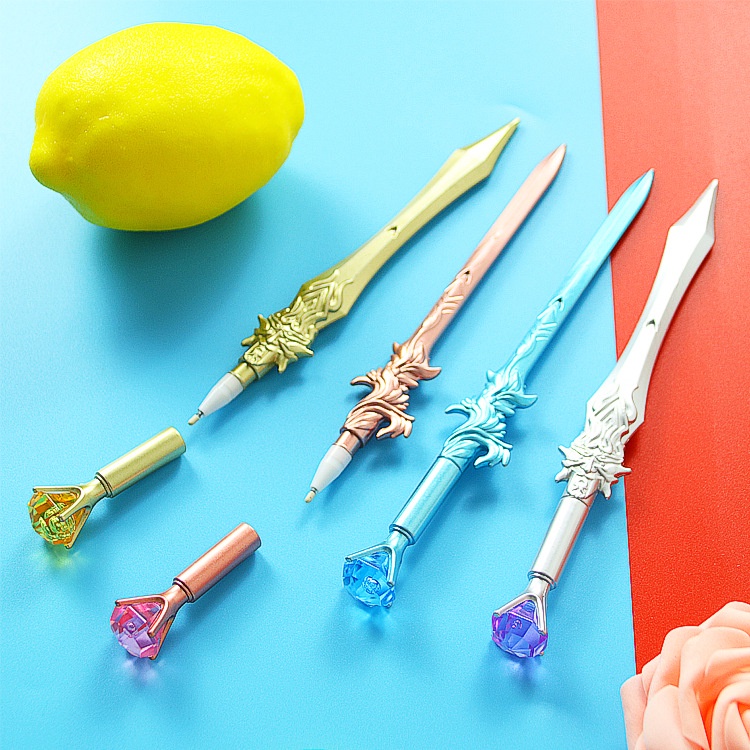 Bút bi Sword Shape Inlay Diamond Crystal Độc đáo Văn phòng/Sinh viên Hàng hóa
