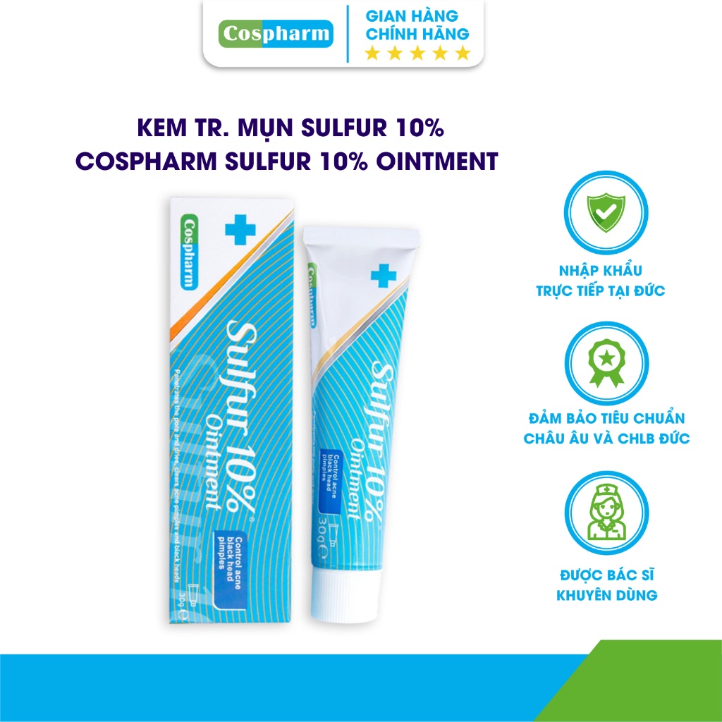 KEM CHO NGƯỜI BỊ MỤN SULFUR OINTMENT 10% / CREVIL SULFUR OINTMENT 10 % TUÝP 30GR/che khuyết điểm hiruscar