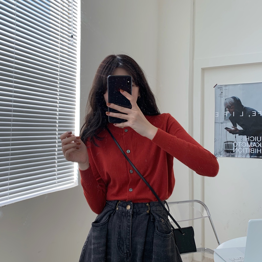 Áo Khoác Len cardigan Tay Dài Cổ Tròn Màu Trơn Dáng Rộng Thời Trang Mùa Thu Hàng Mới Dành Cho Bạn Nữ